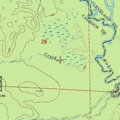 Topographic Map of Clear Creek, AR