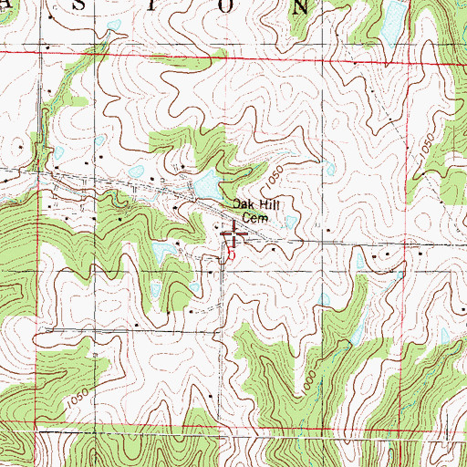 Topographic Map of Oak Hill Cemetery, KS
