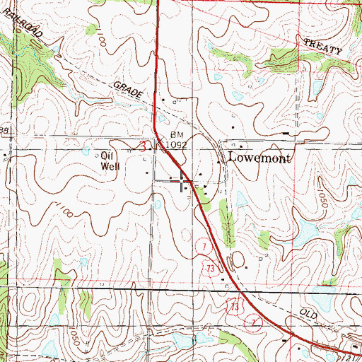 Topographic Map of Lowemont, KS