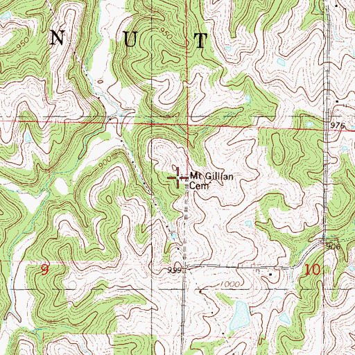 Topographic Map of Mount Gillian Cemetery, KS