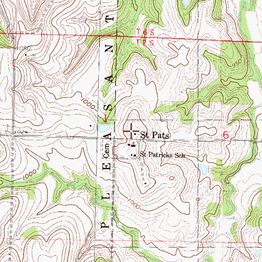 Topographic Map of Saint Patricks School, KS