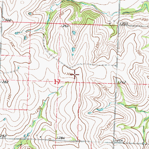 Topographic Map of Oak Mills Bend, KS