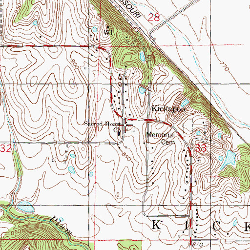 Topographic Map of Sacred Heart Catholic Church, KS