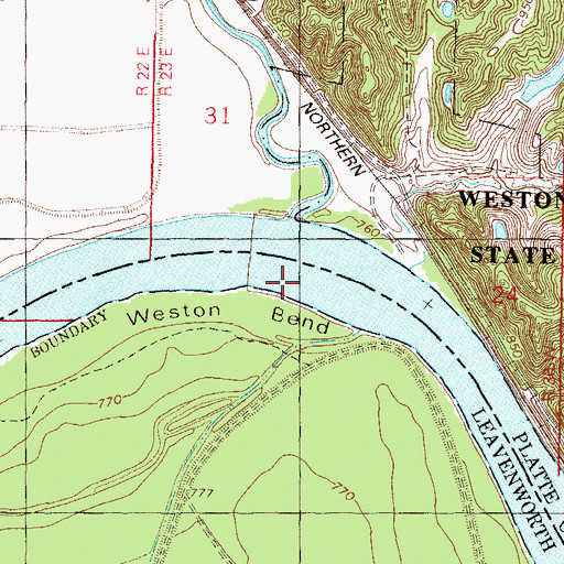 Topographic Map of Weston Bend, KS