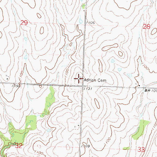 Topographic Map of Adrian Cemetery, KS