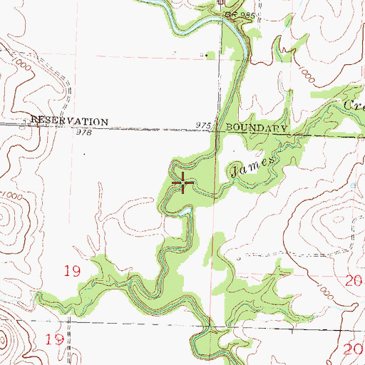 Topographic Map of James Creek, KS