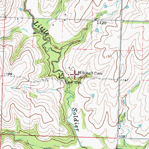 Topographic Map of Mitchell Cemetery, KS