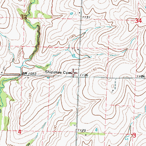 Topographic Map of Shipsee Cemetery, KS
