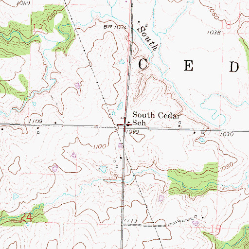 Topographic Map of South Cedar School (historical), KS