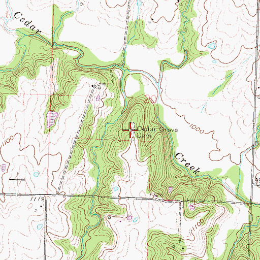Topographic Map of Cedar Grove Cemetery, KS