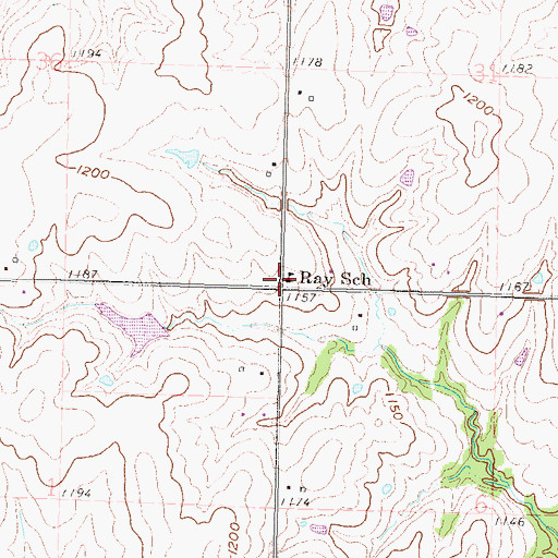 Topographic Map of Ray School, KS