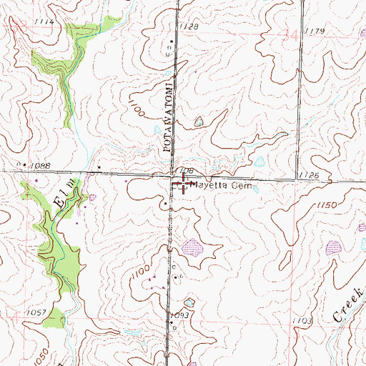 Topographic Map of Mayetta Cemetery, KS
