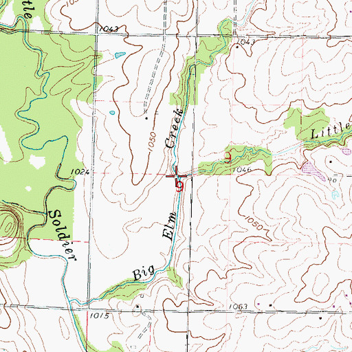Topographic Map of Little Elm Creek, KS