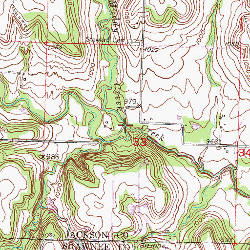 Topographic Map of Middle Fork Muddy Creek, KS