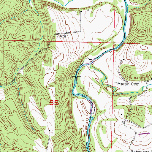 Topographic Map of Clear Creek, AR