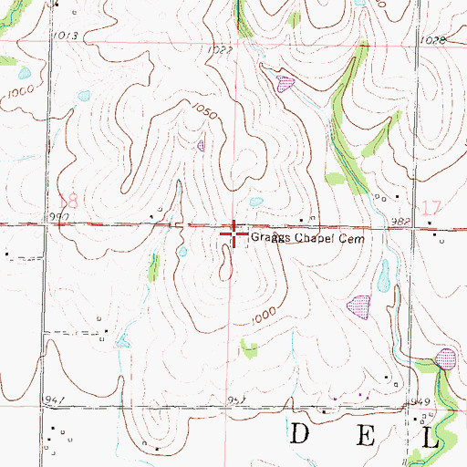 Topographic Map of Graggs Chapel Cemetery, KS