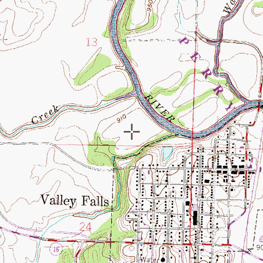 Topographic Map of Cedar Creek, KS