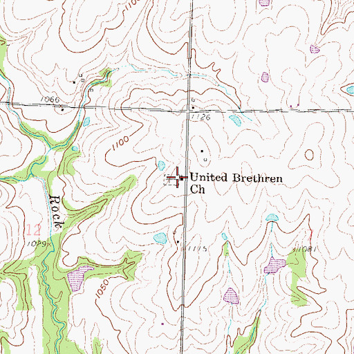 Topographic Map of United Brethren Church, KS