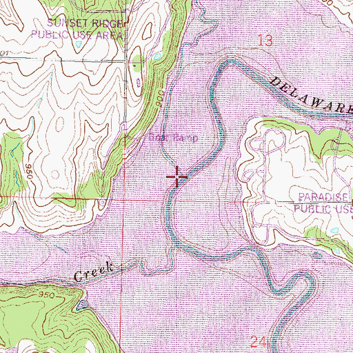 Topographic Map of Duck Creek, KS