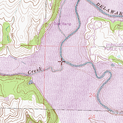 Topographic Map of French Creek, KS