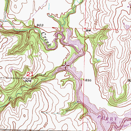 Topographic Map of Rock Creek, KS