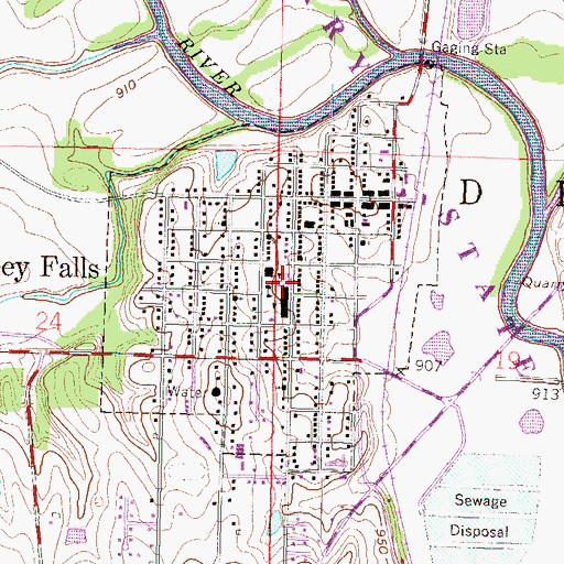 Topographic Map of Valley Falls, KS