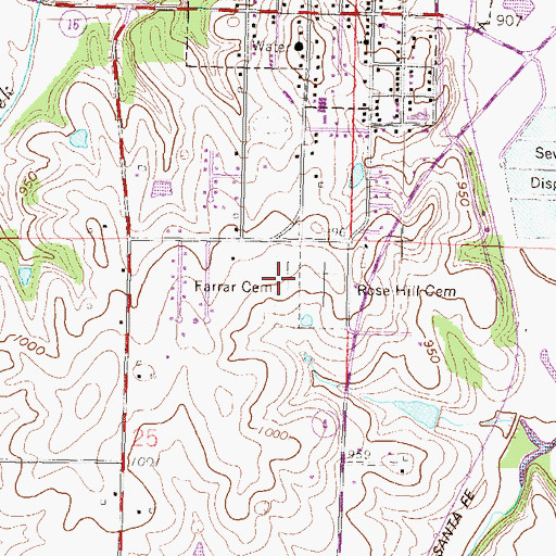 Topographic Map of Farrar Cemetery, KS