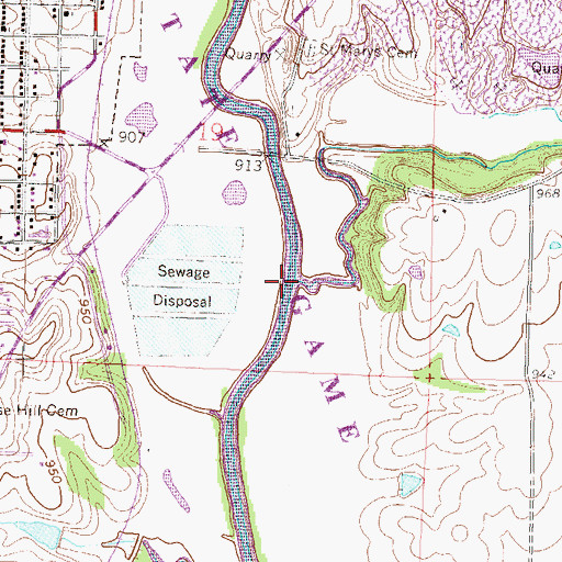 Topographic Map of Brush Creek, KS