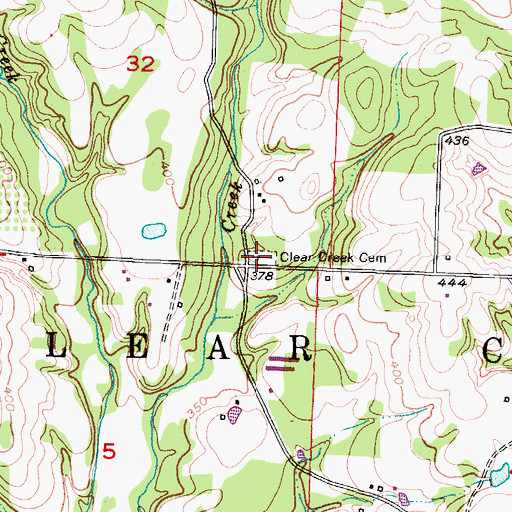 Topographic Map of Clear Creek Cemetery, AR