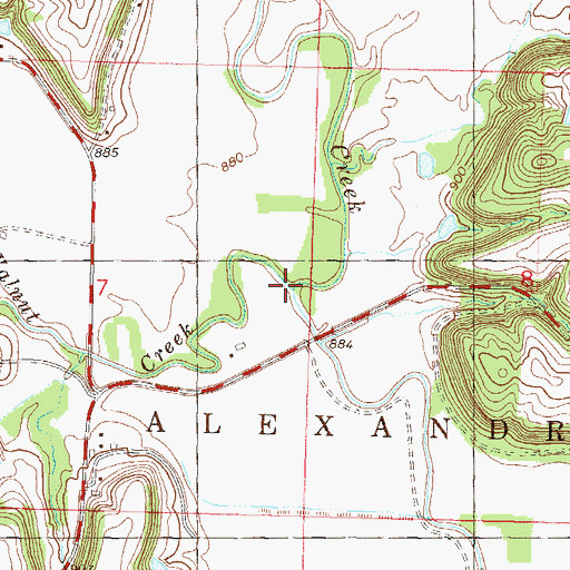 Topographic Map of Walnut Creek, KS