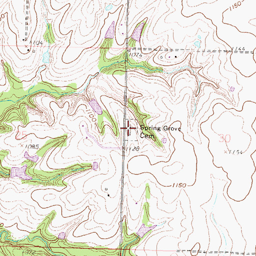 Topographic Map of Spring Grove Cemetery, KS
