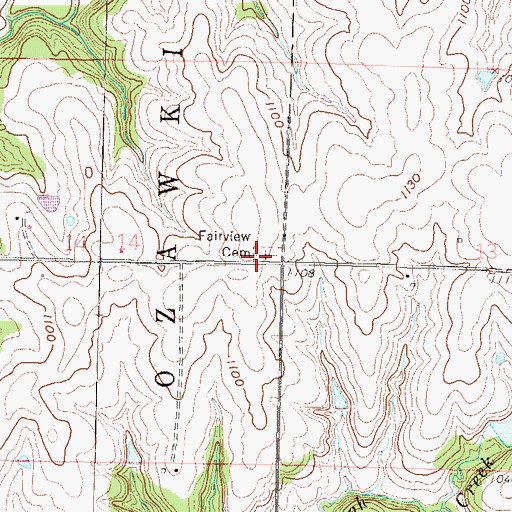 Topographic Map of Fairview Cemetery, KS