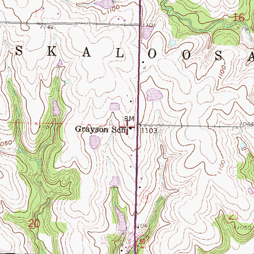 Topographic Map of Grayson School, KS