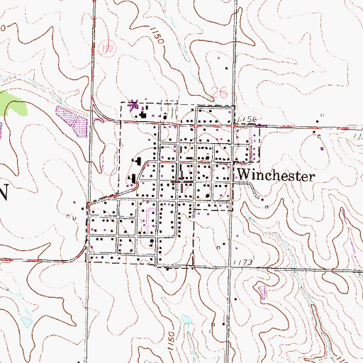 Topographic Map of Winchester, KS