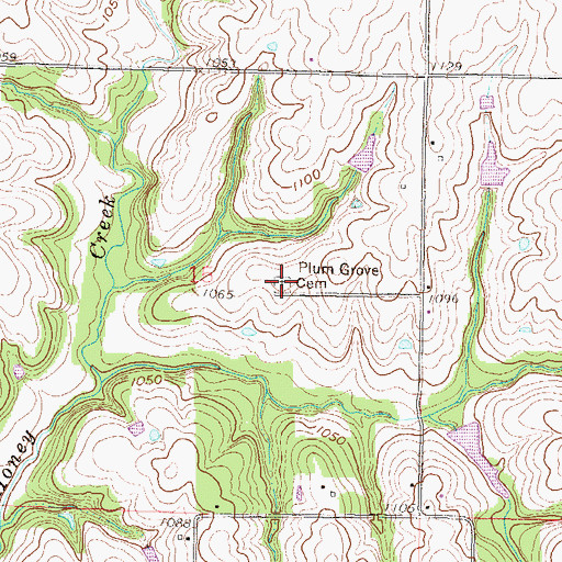 Topographic Map of Plum Grove Cemetery, KS