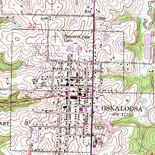 Topographic Map of Township of Oskaloosa, KS