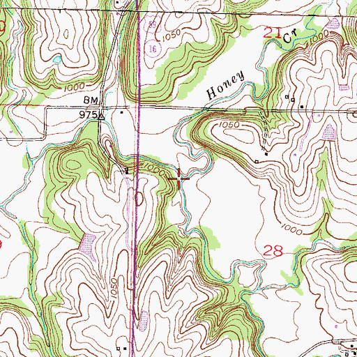 Topographic Map of Honey Creek, KS