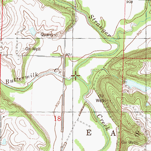 Topographic Map of Buttermilk Creek, KS