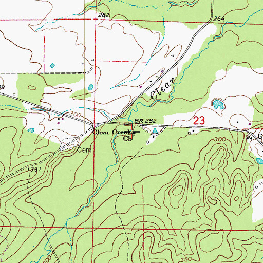 Topographic Map of Clear Creek Church, AR