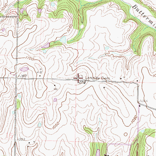 Topographic Map of Langley Cemetery, KS