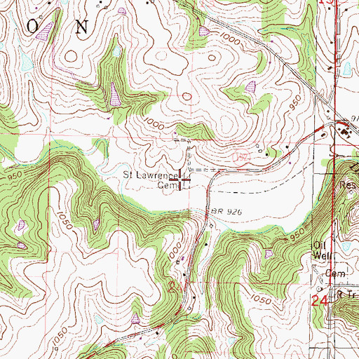 Topographic Map of Saint Lawrence Cemetery, KS