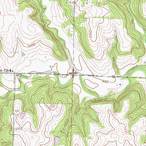 Topographic Map of Indian Creek, KS