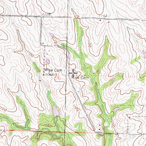 Topographic Map of Wise Cemetery, KS