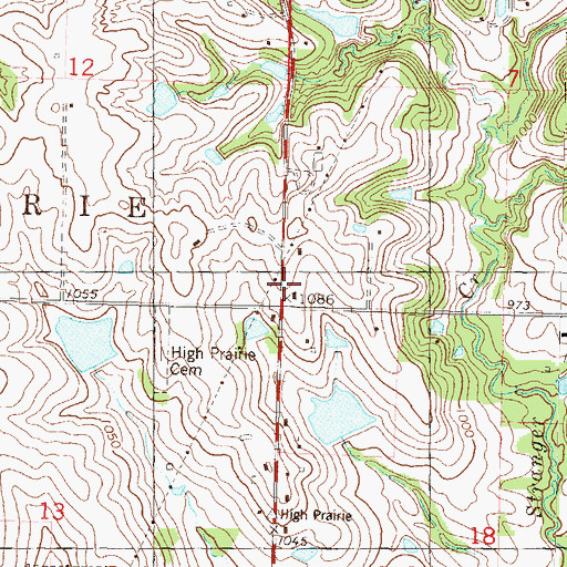 Topographic Map of High Prairie School, KS
