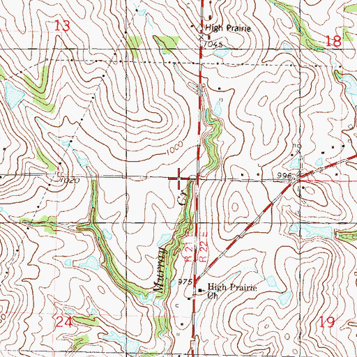 Topographic Map of Township of High Prairie, KS