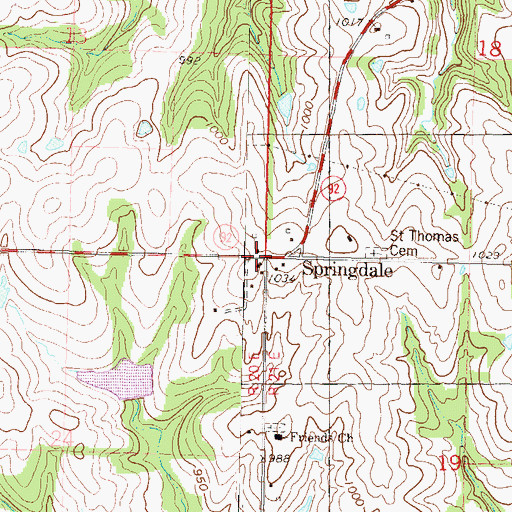 Topographic Map of Springdale, KS