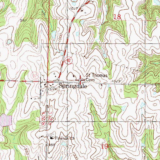 Topographic Map of Saint Thomas Cemetery, KS