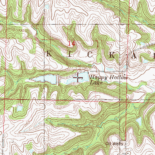 Topographic Map of Happy Hollow Lake, KS