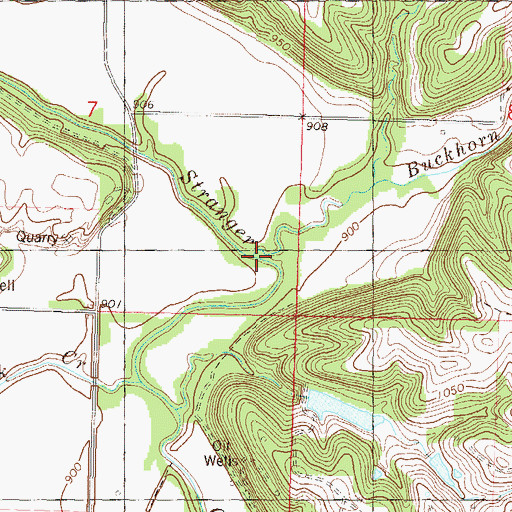 Topographic Map of Buckhorn Creek, KS