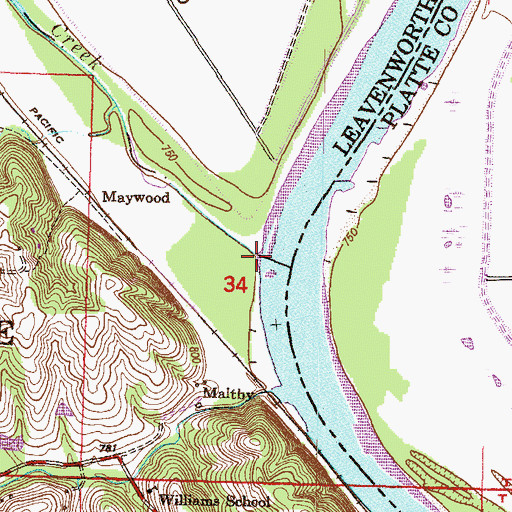 Topographic Map of Sevenmile Creek, KS